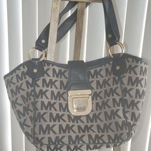 MK Monogram Black Canvas Baguette